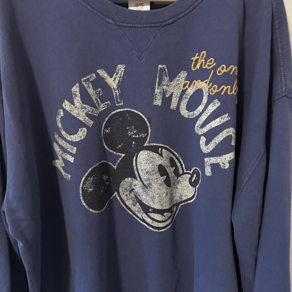Disney Park Mickey Mouse Crewneck Sweatshirt Blue Retro Distressed Graphic-XL - Picture 4 of 11